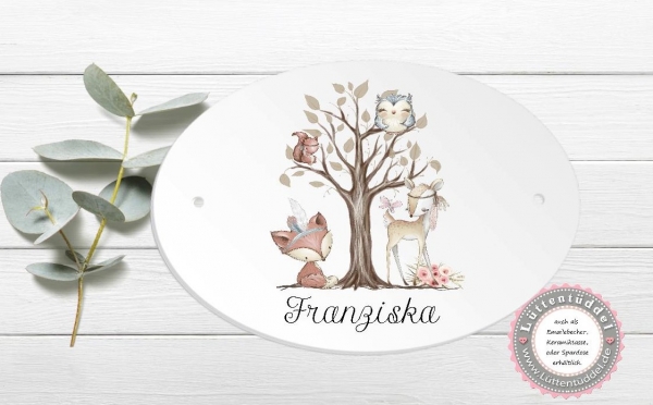 Waldfreunde Kissen mit Namen Wunschname KITA Einschulung Geburtstag Geburt Taufe Geburtskissen von Lüttentüddel®